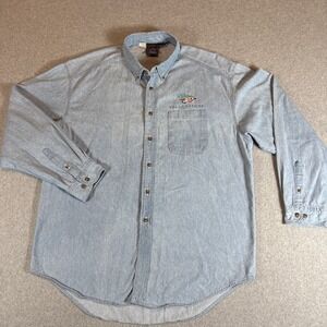 VTG Habitat Wilderness Denim Long Sleeve Fishing Button Down Men's XL RARE